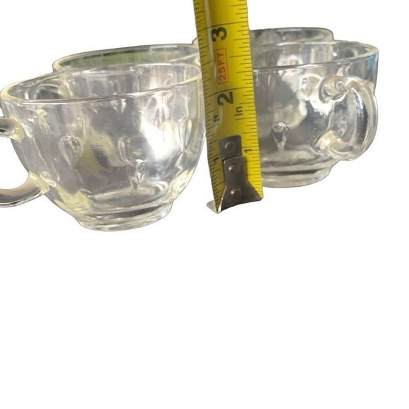 Vintage Hazel Atlas Set Lot of 4 Teardrop Clear Glass Mid Century Teacups Classy - Picture 9 of 10